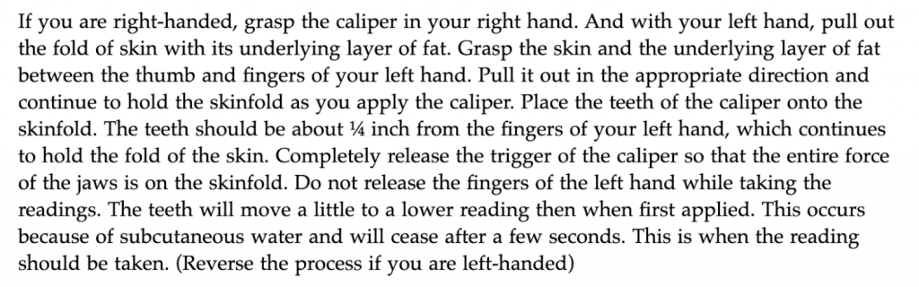 How to use calipers to measure skinfold thickness